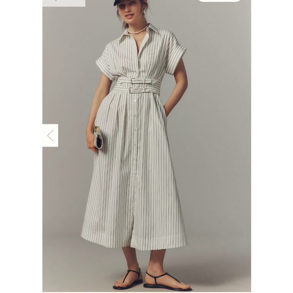 Anthropologie The Tobie Double Buckle Shirt Dress by Exquise Large - Picture 1 of 5